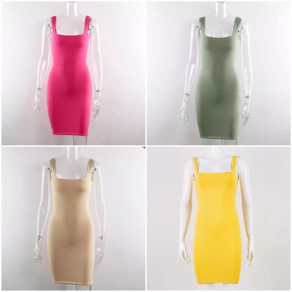 BODYCON dress NEON YELLOW - Picture 7 of 8
